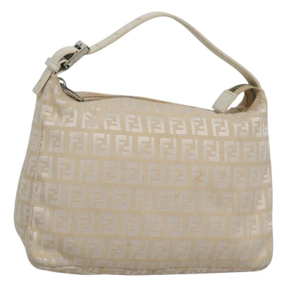 FENDI Zucchino Canvas Hand Bag Beige Silver - Picture 1 of 16